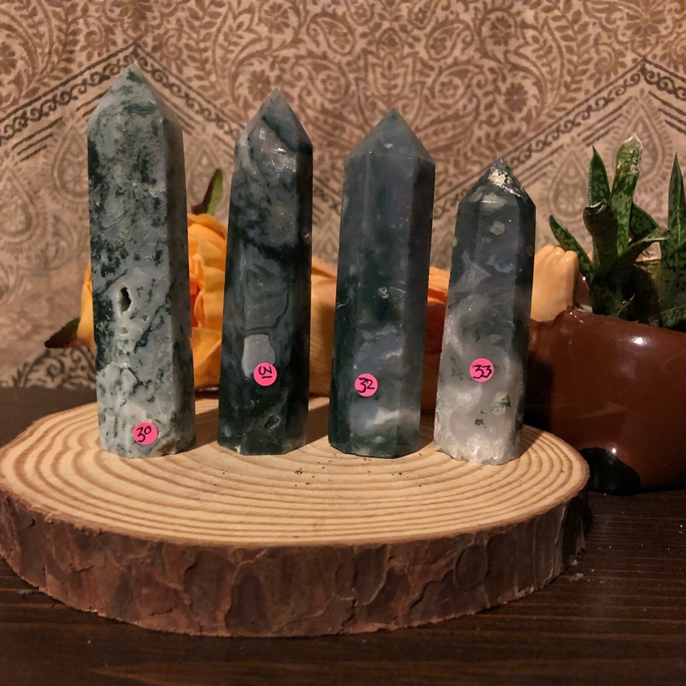 ONE MOSS AGATE CRYSTAL TOWER!